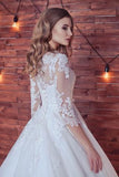 Lace Appliques Half Sleeve Romantic White Ball Gown Tulle Lace up Wedding Dress