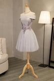 Tulle Boat Neck Homecoming Dresses A Line Tulle