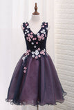 Organza A-Line V Neck Homecoming Dresses With