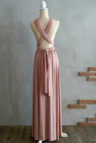 Simple Elegant Open Back Pink Prom Dresses Bridesmaid