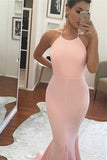 New Arrival Sexy Open Back Halter Spandex Prom Dresses Mermaid Zipper