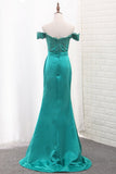 Mermaid Off The Shoulder Satin Bridesmaid Dresses Sweep