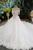 Fantastic Bling Bling Wedding Dresses Off The Shoulder With Appliques And Sequins Lace Up