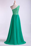 One Shoulder Bridesmaid Dresses A Line Chiffon Floor Length