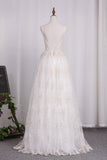 New Arrival Spaghetti Straps A Line Lace Wedding Dresses