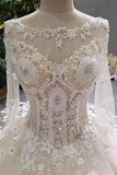 New Arrival Luxuious Wedding Dresses Lace Up Scoop Neck With Appliques And Beadings Long