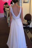 Chiffon Straps A Line Wedding Dresses With Applique And Beads Floor