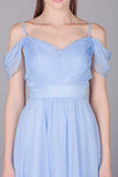 Bridesmaid Dresses Spaghetti Straps Chiffon With Ruffles Floor Length