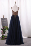 New Arrival Prom Dresses Spaghetti Straps Tulle A Line Zipper