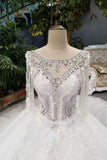 New Arrival Cheap Price Tulle Wedding Dresses Lace Up With Appliques And Crystals 3/4