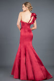 New Arrival Satin One Shoulder Mermaid Sweep Train Evening