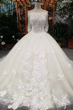 New Arrival Mid-Length Sleeves Wedding Dresses With Appliques And Sequins Boat