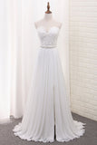 A Line Chiffon Sweetheart Wedding Dresses With Applique And