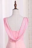 Bridesmaid Dresses Straps Sequined Bodice A Line Chiffon Floor