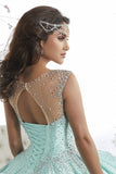 Scoop Ball Gown Quinceanera Dresses Tulle & Satin With Beads