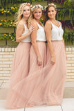 Bridesmaid Dresses V Neck Tulle Floor Length A Line