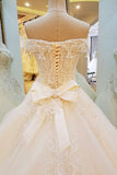 New Arrival Off The Shoulder A-Line Wedding Dresses Lace Up With Appliques And