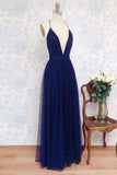 New Arrival V Neck Tulle With A-Line Prom Dresses Zipper