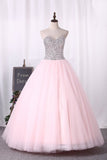 Ball Gown Sweetheart Quinceanera Dresses Tulle With Beading Floor