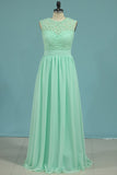 New Arrival Scoop A Line Prom Dresses Chiffon &