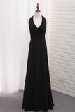 Chiffon V Neck Bridesmaid Dresses A Line With Ruffles Floor