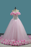 Tulle Ball Gown Off The Shoulder Quinceanera Dresses With