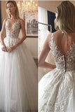 New Arrival Scoop Neck Wedding Dresses Ball Gown Tulle With Appliques Covered