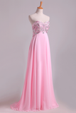 New Prom Dresses Sweetheart Chiffon With Beading Floor Length