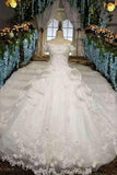 Luxurious Wedding Dresses Lace Up Off The Shoulder With Appliques And Beadings Royal