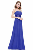 Chiffon Sweetheart Neck A Line Sleeveless Wedding Bridesmaid Long Evening Festive Party