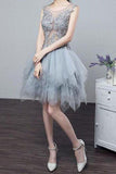 See-Through Homecoming Dresses A Line Scoop Tulle