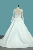 A Line Scoop Satin Wedding Dresses With Applique New