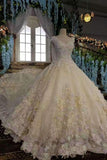 New Arrival Floral Wedding Dresses Lace Up With Appliques And