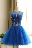 Scoop Homecoming Dresses A Line Tulle With Beading