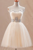 Homecoming Dresses A Line Sweetheart Tulle With Beading