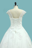 A Line V Neck Wedding Dresses Tulle With Applique And Beads Lace