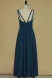 Spaghetti Straps Bridesmaid Dresses Chiffon With Ruffles