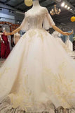 Ball Gown Wedding Dresses Off-The-Shoulder Floor-Length Lace Up