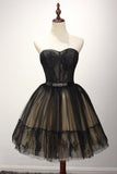 A Line Homecoming Dresses Sweetheart Tulle With Applique And