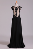 Scoop Prom Dresses A Line Chiffon With