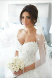 A Line Sweetheart Tulle Wedding Dresses With Applique And