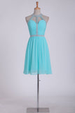 Sexy Open Back Homecoming Dresses Chiffon With Beads Short/Min A