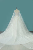 Luxurious Scoop Wedding Dresses A Line Tulle With Appliques And Beading Royal