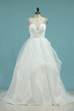 New Arrival Straps Open Back Wedding Dresses A Line Organza With