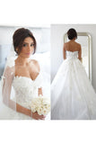 A Line Sweetheart Tulle Wedding Dresses With Applique And