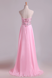 New Prom Dresses Sweetheart Chiffon With Beading Floor Length