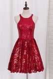 Homecoming Dresses A Line Scoop Sequin&Lace