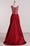 New Arrival A Line Scoop Prom Dresses Two Pieces Satin With