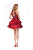 Homecoming Dresses High Neck A Line Satin With Beading Mini