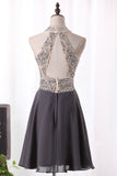 A Line Homecoming Dresses Scoop Chiffon With